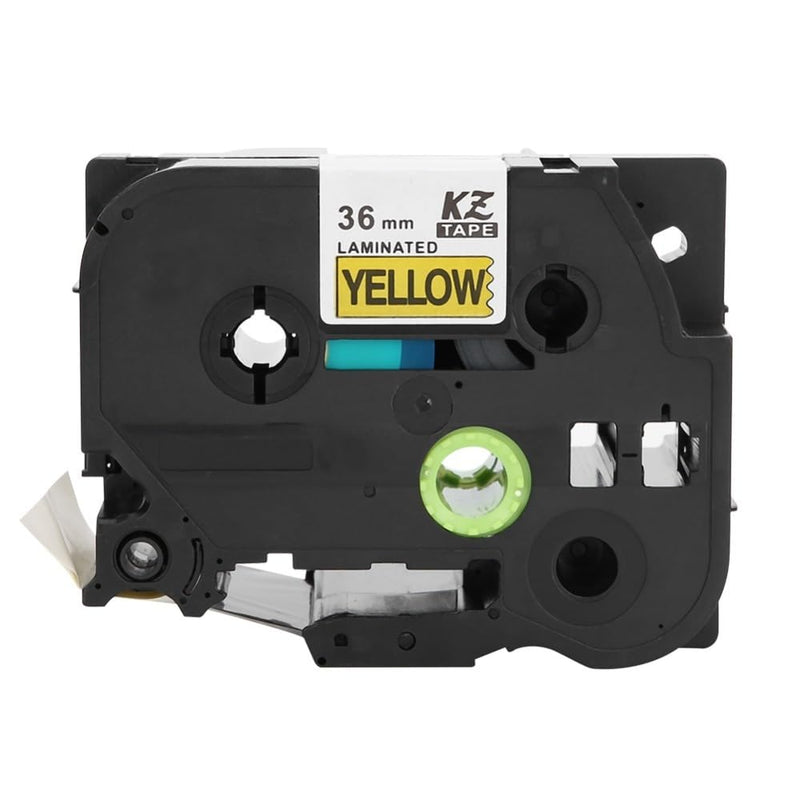 x 8m Laminated Label Maker Tape, PET Labeling Tape, Black on Yellow or Black on Red, Compatible with PT-9700PC PT-9800PCN PT-3600(Black on Yellow)
