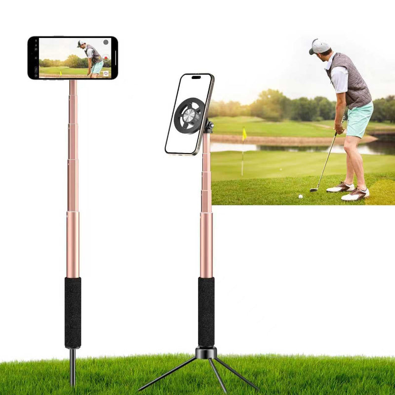 Golf Selfie Stick with Ground Spike & Tripod, Magnetic Mount | Golf Selfie Stick with Spike & Tripod, Magnetic Mount, 360° Swivel | Adjustable 11.4-47 in Pole for Swing Recording & Travel