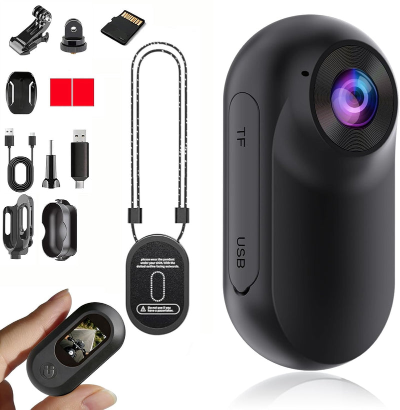 Mini Body Camera 1080P, Thumb Size Wearable Helmet Camera, Clip On Action Cam, Body Cam for Cycling Travel Sports(Black) black