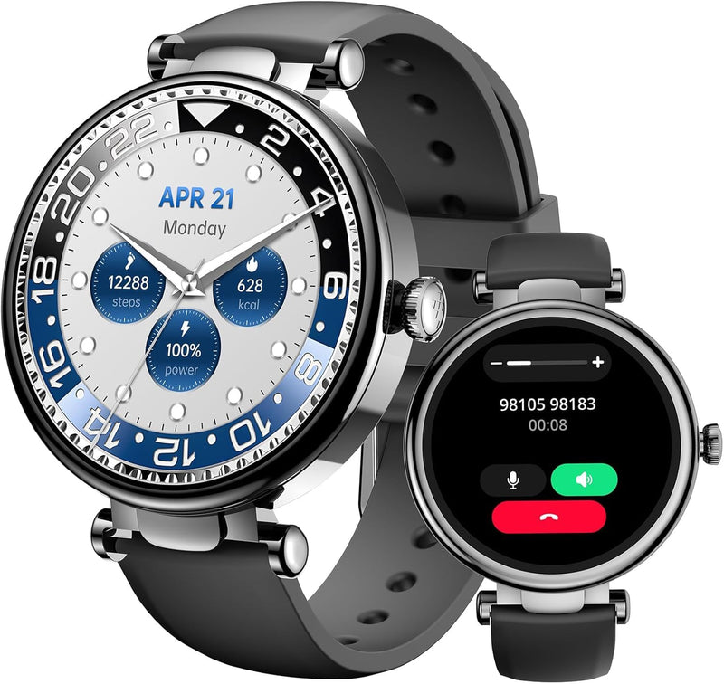 TOZO S8 AMOLED Smart Watch for Women Men, 3ATM Waterproof Fitness Tracker | Heart Rate Monitor, Sleep & Stress Tracking, 100+ Sport Modes, Bluetooth Call Smartwatch Long Battery for Android iOS Black Matte Black