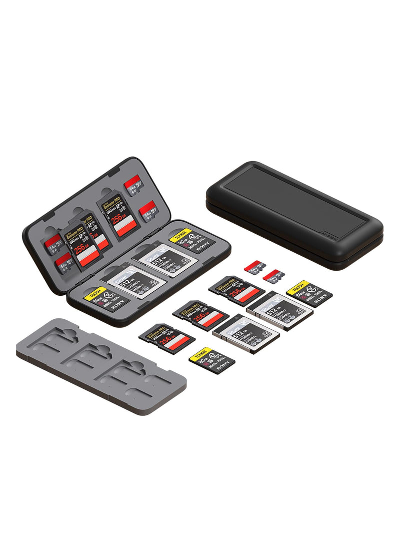 Hagibis Memory Card Case, Magnetic Portable Card Holder Anti-Shock Carrying Box for SD MicroSD SDXC SDHC CFE-A CFE-B Card TF Storage Box Water-Resistant，for SD/TF Card Black