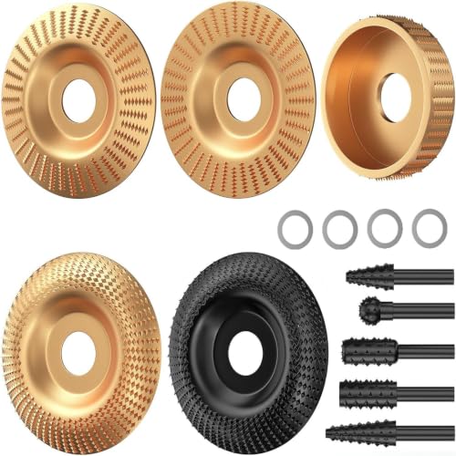 14PCS Wood Carving Disc Set for 4" & 4.5" Angle Grinder, 5 Shapes