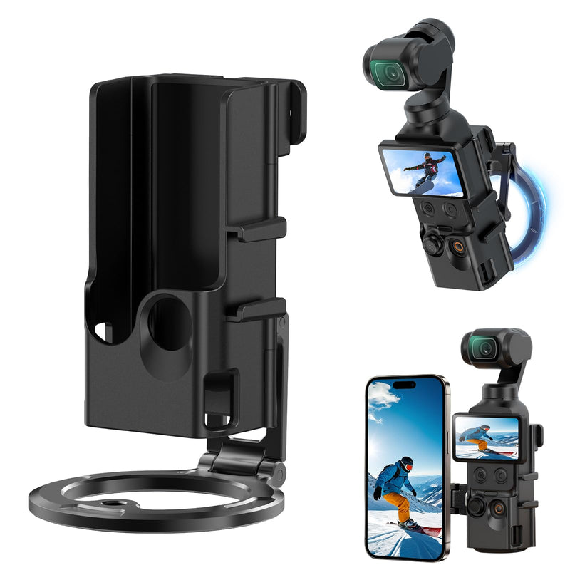 Magnetic Mount Stand for DJI Osmo Pocket 3/4/4P Accessories | Multi-Angle Adjustable Expansion Phone Bracket w 1/4 Hole & Cold Shoe/GoPro Mount, for Vlog Live Stream Outdoor Shooting