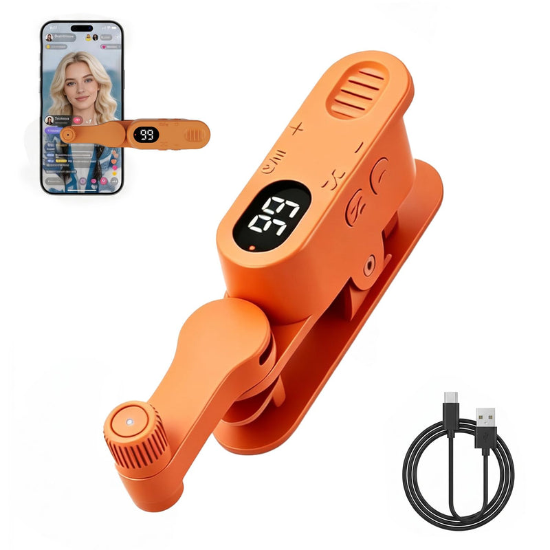 Wireless Auto Clicker with 8-Hr Battery, Silent Spatial Tapping, 1-99 CPS Speed & Memory, 210° Rotatable Arm, Compatible with iPhone/iPad/Android, for TikTok Live Broadcast Likes (Orange) Orange
