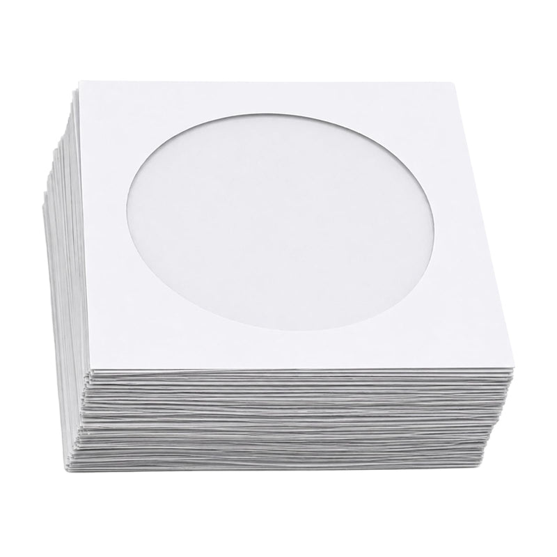 100 PCS Thick White CD/DVD Paper Sleeves with Clear Window and Flap, Dust-Proof Disc Storage Envelopes for CDs, DVDs, Music, Movies and Office Organization