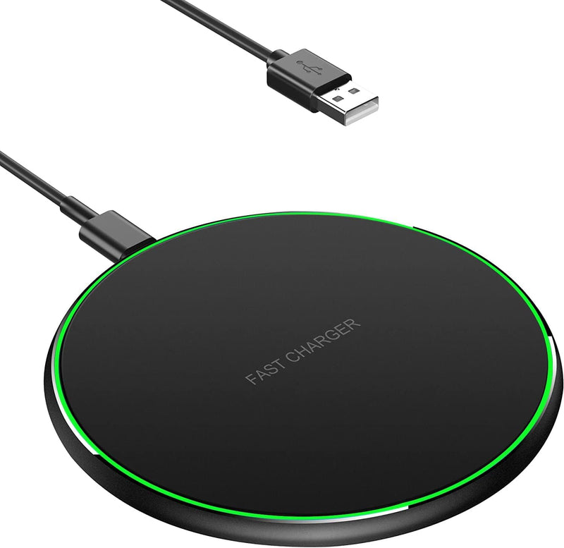 Wireless Charging Pad, Fast Wireless Charger, Ultra Slim USB Charging Dock with LED Indicator Light, Non-Slip Fast Charge Stand for iPhone/Samsung Galaxy/Android Smartphones