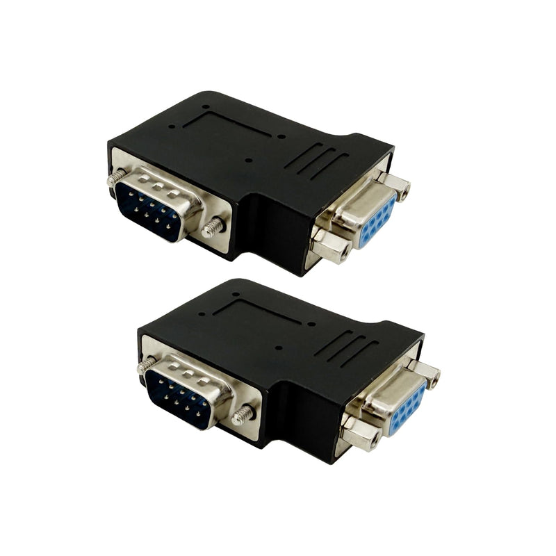 Seadream RS232 DB9 Pin Male to Female 90 Degree Angled Coupler Adapter Connector, Black, 2 Pack (Left Angled) Left Angled