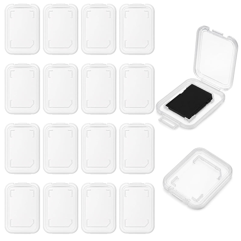 Clear Memory Card Case, Plastic Memory Card Holder | Transparent Memory Card Case Storage Box, Compatible with Standard SD Cards, SDHC, SDXC Cards (20 Pcs)