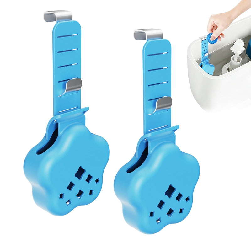 Adjustable Toilet Tank Tablet Holder, 2 Pcs, Silicone | Hanging Silicone Basket with Rust-Resistant Hook for Bowl Cleaner Tablets, Prevents Residue in Water Tank Blue-Star Style 2 Pc