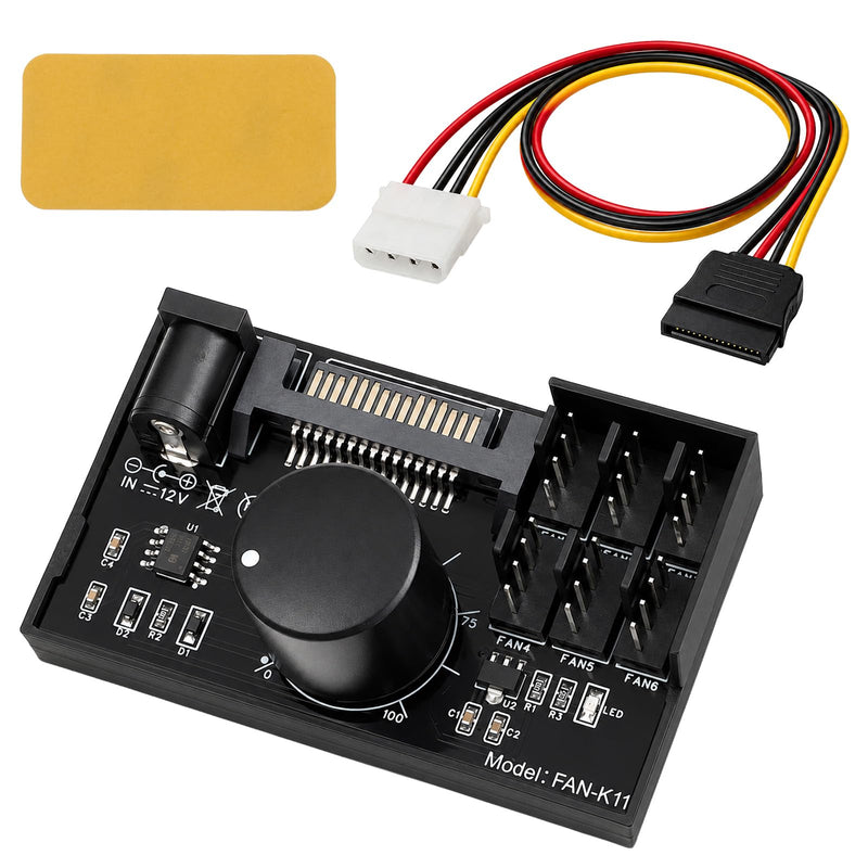 4 Pin 6 Fans Supported Pc Fan Controller 12V PWM Fan Controller | 60W/5A Adjustable Power Supply Fan Speed Controller by SATA and DC 5525, for 2/3/4-Pin Pumps PC Cases DIY Projects