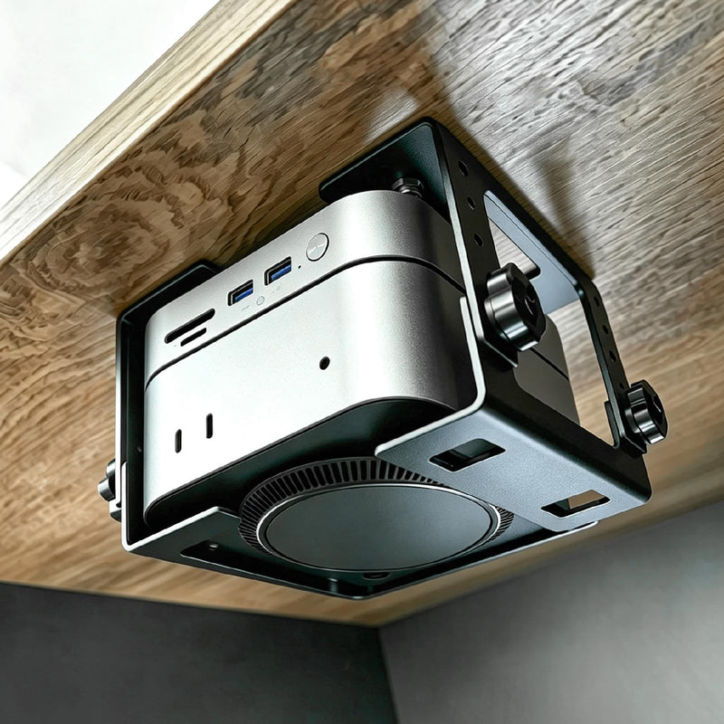 Adjustable Under Desk Mini PC Mount Bracket – 5-Level Height(1.4" to 3.3") for Mac mini M4/Small PCs,Game Console, Media Players, Audio Interface Fit for Any Other 1.4" to 3.3" Thick Devices