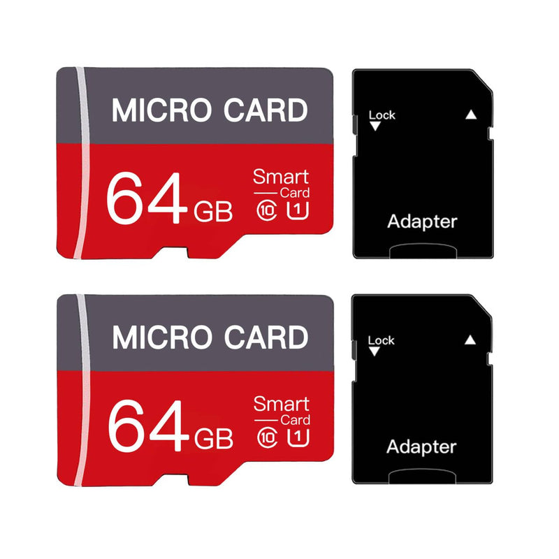 2 Pack 64GB Micro SD Card Class10 Memory Card U3 TF Card with Adapter for Smartphones, Tablets, and Cameras