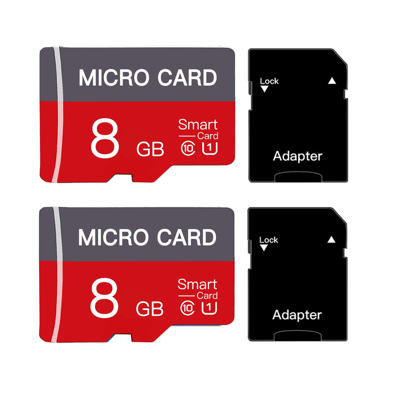 2 Pack 8GB Micro SD Card Class10 Memory Card U1 TF Card for Smartphones, Tablets, and Cameras with Adapter
