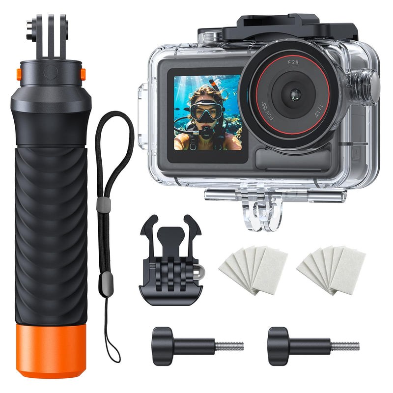 Waterproof Case with Floating Handle Compatible with DJI Osmo Action 3/4/5 Pro, 164FT/50M Underwater Dive Housing Protective Camera Case for Diving, Snorkeling, Surfing, Swimming, Kayaking Action345F