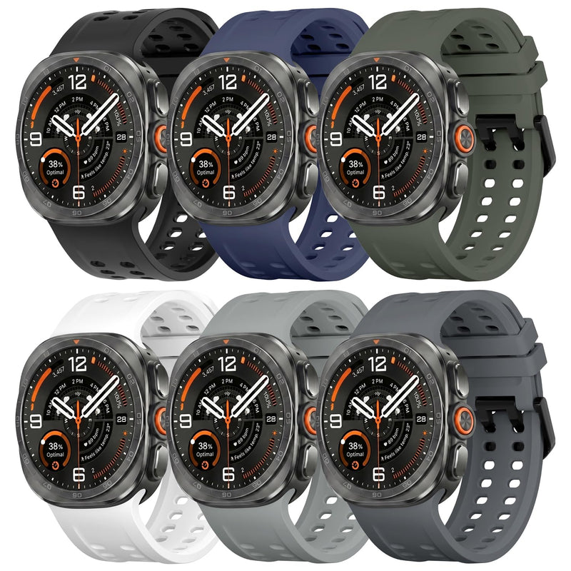 6 Pack Bands Compatible with Samsung Galaxy Watch Ultra 2/1(2026/2025/2024) | Rugged Marine Wristband Breathable Silicone Sport Bands Strap for Galaxy Watch Ultra 2/1 (2026/2025/2024)Band 6PACKA