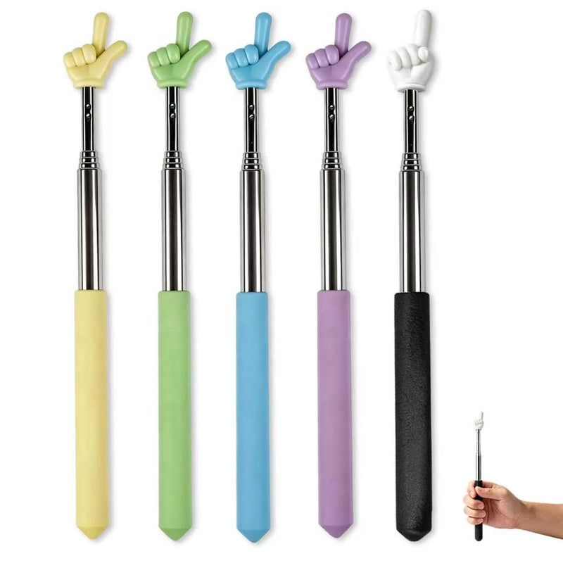 Telescopic Teacher Pointer Stick, 5 Pack Colorful Retractable Finger Hand Pointer, Extendable Pointing Stick for Classroom, Office & Home