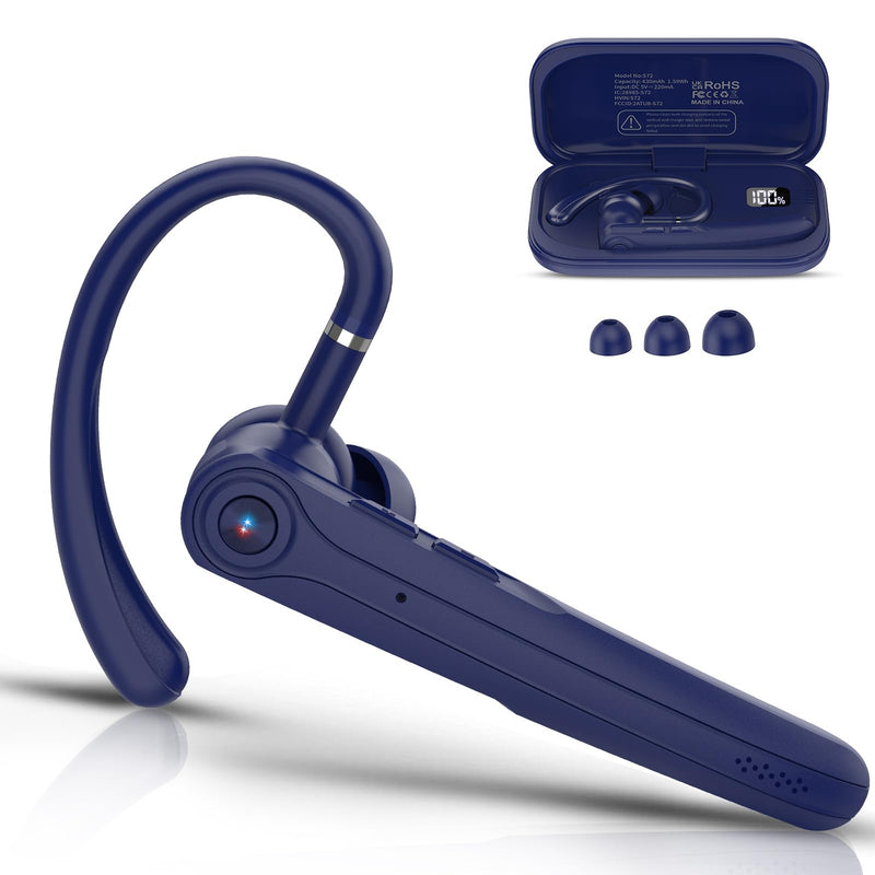Atheewon Bluetooth Headset, Wireless Bluetooth Earpiece, Blue | ENC Noise Canceling Mic, 120Hrs Talk, LED Display, IPX7, V5.4 Hand-Free Earphone for Business/Trucker/Driver