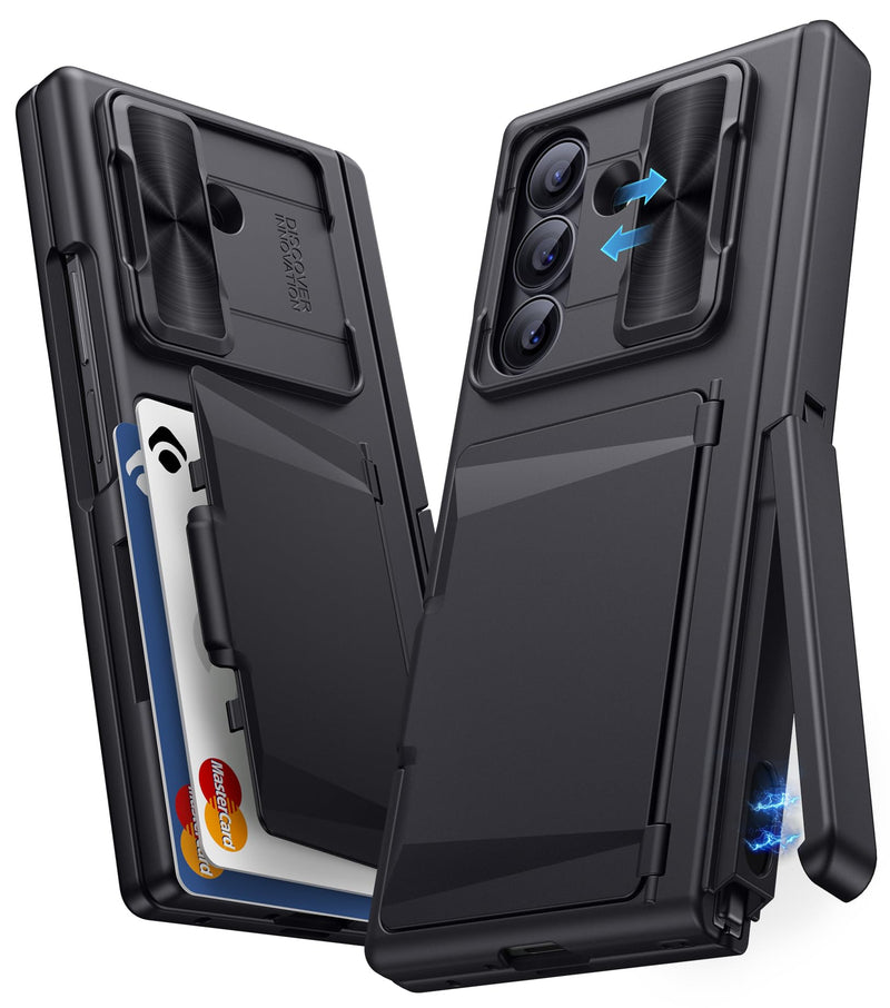 ASAFCASE for Samsung Galaxy Z Fold 8 Ultra Case Wallet with Stand, Black | Card Holder (1-2 Cards), Camera Cover, Hinge Protection, Outer Screen Protector, Rugged Phone Cover for Galaxy Z Fold 8 Ultra Black-S