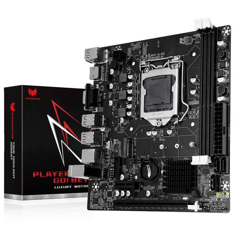 LGA 1155 Motherboard H61 for Intel 2th/3th Core i7/i5/i3 DDR3 | NVME/NGFF M.2, PCIe X16, 100M LAN, VGA, HDMI-Compatible PC Gaming Mainboard