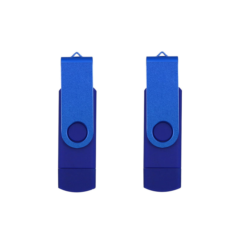 USB Flash Drive 128GB Thumb Drive,USB 2.0 Jump Drive Portable,Pen Drive Metal Swivel,High Speed for Data Storage 2-Pack Blue 128GB-2PACK