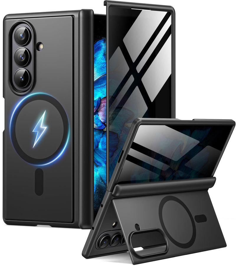 BERFY for Samsung Galaxy Z Fold 8 Ultra Case, Compatible with MagSafe,Black | Privacy Screen Protector, Hidden Kickstand, Military Grade Hinge Protection, Full Body Shockproof Magnetic Phone Case Black For Z Fold 8 Ultra Case
