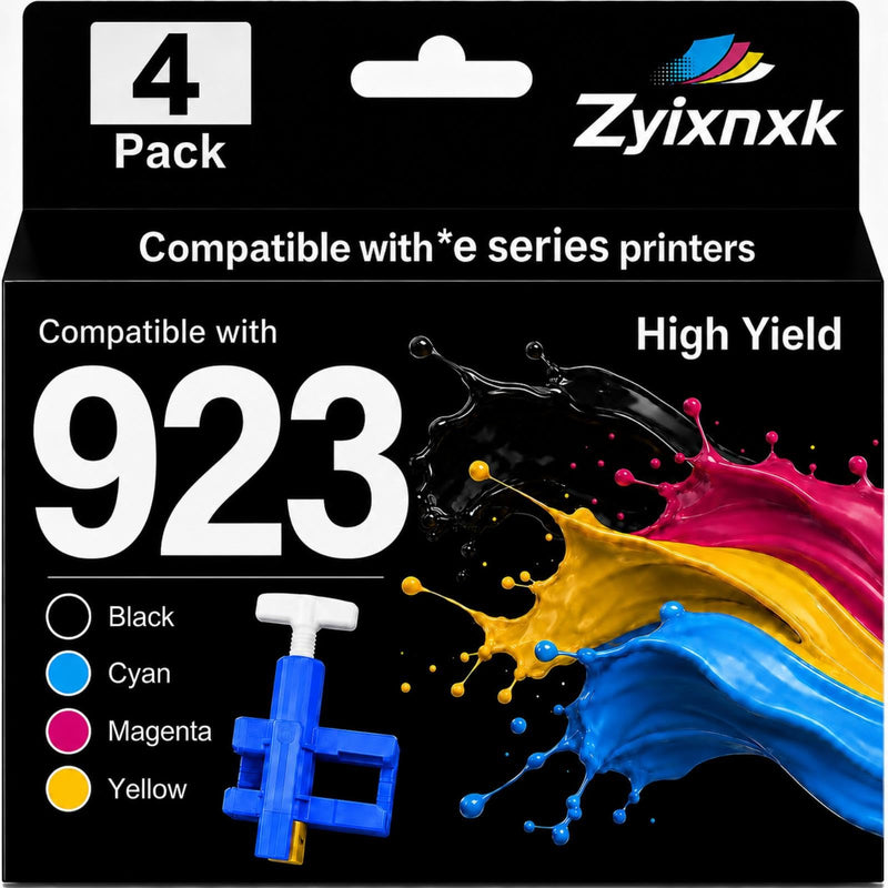 923 923XL Ink Cartridges Combo Pack Replacement for HP 923 Ink Cartridges | Work with HP OfficeJet Pro 8130e 8125e 8135e 8138e 8139e 8120e Printer Without Chip for 923 Ink Cartridges for HP Printers 4P