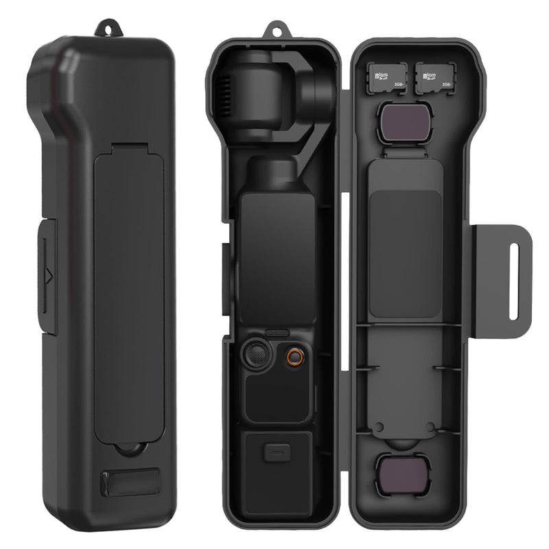 Hard Travel Carrying Case Compatible with DJI Pocket4/3, 4 Cpl/Nd Filter Storage Slots and 2 Storage Card Slots, Screen Gimbal Protection with Wrist Strap Black