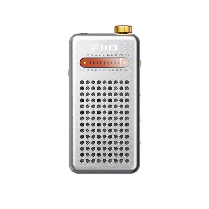FIIO RR13 Portable FM Radio, Rechargeable Pocket Radio with Built-in Speaker, Analog Tuning Dial, FM 76-108MHz Reception, Replaceable Battery and External Antenna Silver