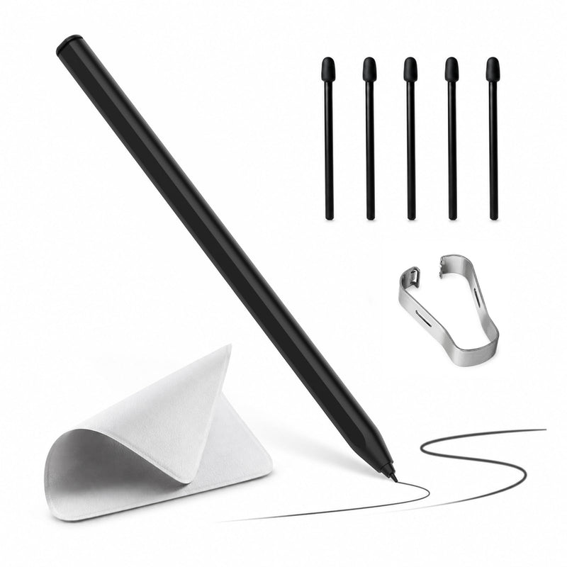 Stylus for Remarkable 2/1 Pen,EMR Pen with Flip Eraser,Palm Rejection,Magnetic Attraction, Tilt Sensitivity and 4096 Levels of Pressure Sensitivity,5 Felt Replacement Tips＆Polishing Cloth(Black) Black