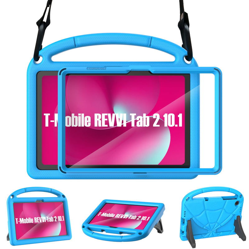Sanyetral Kids Case for T-Mobile Revvl Tab 2 10.1 Inch (2025 Release) -Blue | Lightweight Shockproof for Revvl Tab 2 Tablet Case Kids with Screen Protector/Handle/Stand/Shoulder Strap Blue