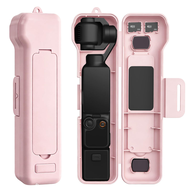 Hard Travel Carrying Case Compatible with DJI Pocket4/3, 4 Cpl/Nd Filter Storage Slots and 2 Storage Card Slots, Screen Gimbal Protection with Wrist Strap Pink