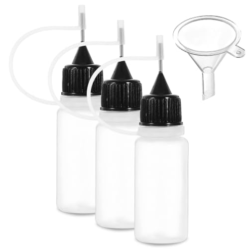  [AUSTRALIA] - 3 PCS Needle Tip Glue Bottle, 20ML Precision Oil Applicators Empty Squeeze Bottles with Funnel, Automotive Stainless Needle Tip Leak-Proof Containers for Glue Liquid
