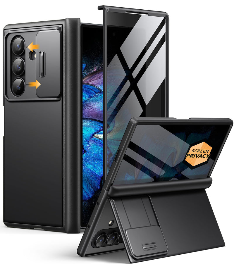 BERFY for Z Fold 8 Ultra Case, Built-in Privacy Screen & Kickstand, Black | Slide Camera Cover,Military Grade Hinge Protection,Anti Spy Full Body Shockproof Phone Case for Samsung Galaxy Z Fold 8 Ultra