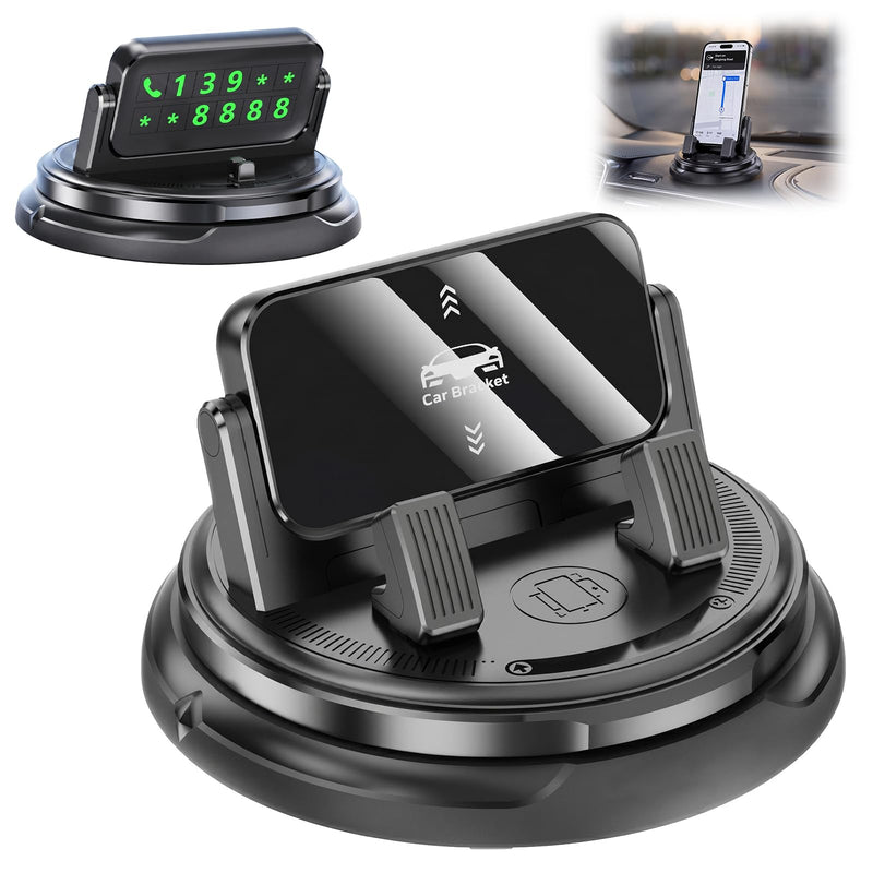 Car Phone Holder 360 Degree Rotation, Dashboard Phone Mount with Adjustable Spring Clip, Adjustable Universal Car Phone Mount for Smartphones