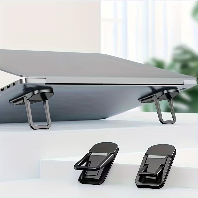2-Pack Invisible Laptop Stand Adjustable Multi Angle Mini Keyboard Riser Foldable Cooling Feet for Tablet Notebook
