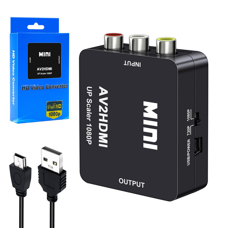 RCA AV to HDMI Converter, 1080P RCA Composite CVBS Audio Video Converter Supporting PAL/NTSC Compatible with PC/Laptop/Xbox /PS4 /TV/STB/VHS/VCR/Blue-Ray