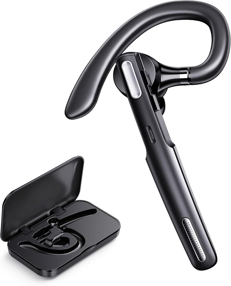 Wireless Bluetooth Earpiece V5.0, Hands-Free Headphone with Built-in Mic, Perfect for Driving Business Office Calls, Fit for iPhone Android (Grey)