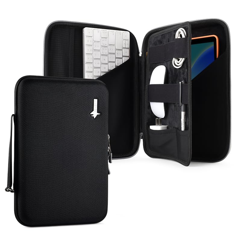 Portfolio Case for 2026 11 Inch iPad Air M4, M3&M2, Pro M5, iPad (A16) Carrying Storage Sleeve Bag with Accessories Compartment Black