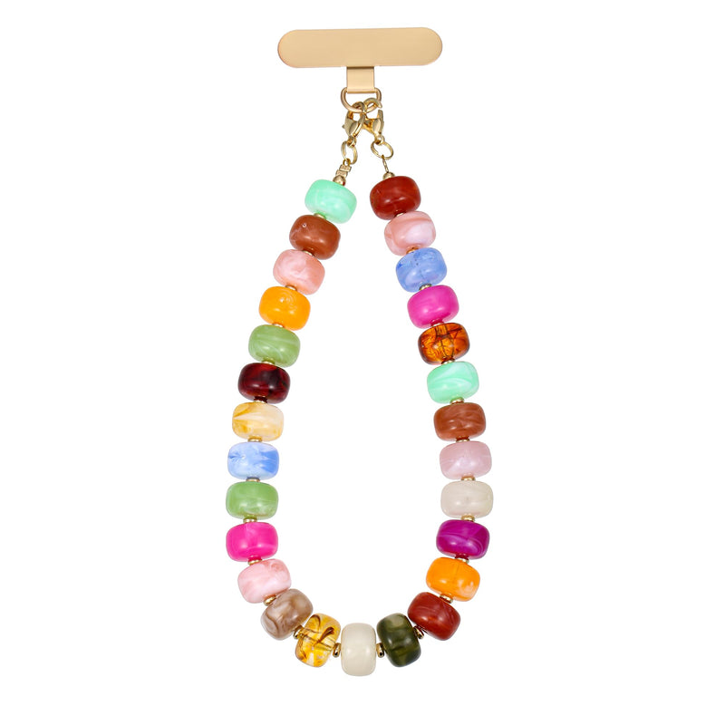 Colorful Chunky Beaded Phone Charm Wrist Strap for Women colorful
