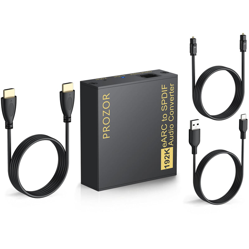 PROZOR HDMI eARC/ARC to Optical Audio Adapter, eARC Audio Extractor | Supports PCM 2.0, Dolby 5.1, DTS 5.1 Audio Formats, eARC Audio Extractor for TV to Soundbar Amplifier Home Theater