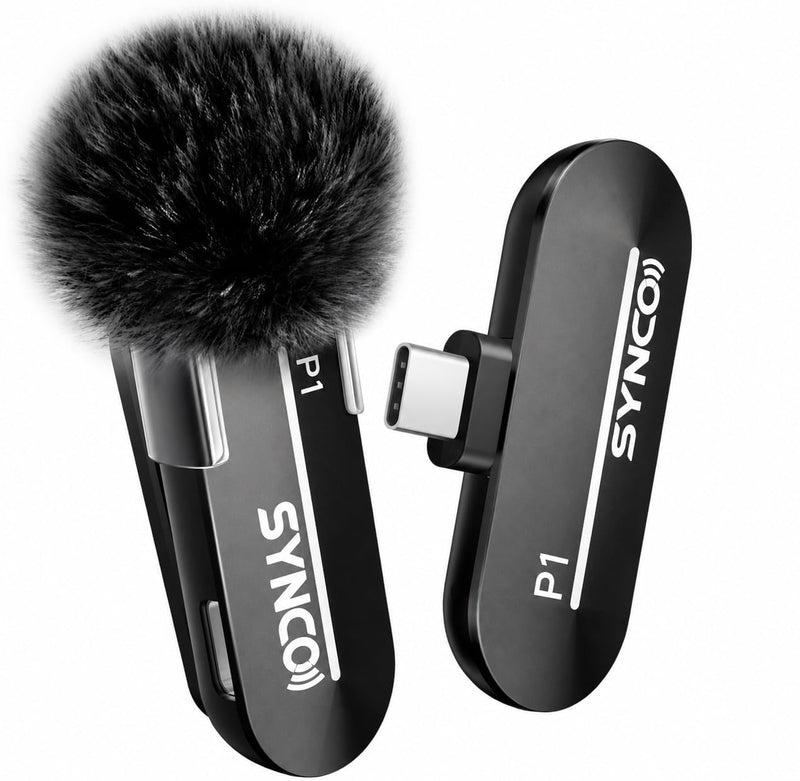 SYNCO Wireless Lavalier Microphone for iPhone 15/16/17, USB-C Wireless Mic with Noise Cancellation, 492ft Range, Real-Time Monitoring, Plug & Play Lapel Mic for TikTok, YouTube, Vlog & Streaming P1XT