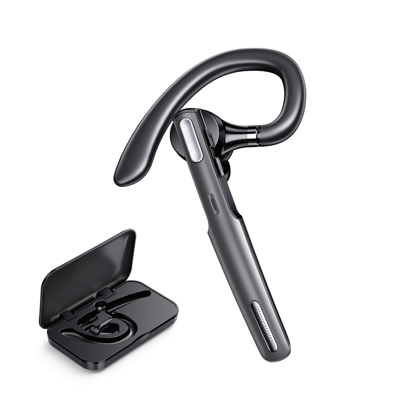 Single Ear Bluetooth Headset, Noise Cancelling, 360° Swivel, Long Battery, Voice Prompt