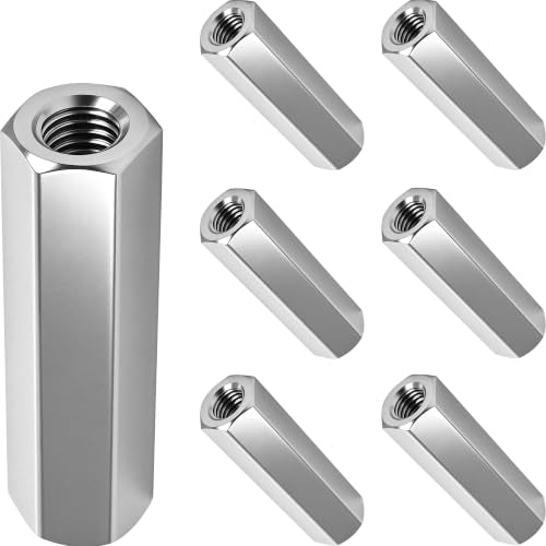 M10x1.5 Hex Coupling Nuts 60mm Full Thread 304 Stainless Steel 6 Pack M10 x 1.5