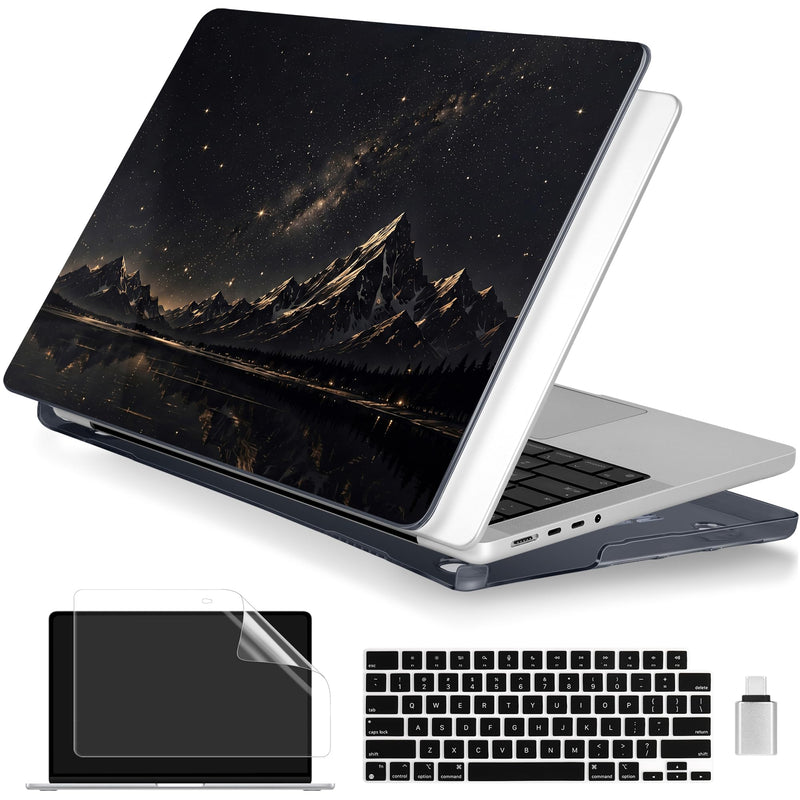 Batianda Case for MacBook Pro 14" 2026 2025-2021 Release, Starry Mountain | 4-in-1 bundle with starry mountain art, scratch-resistant slim hard shell protection for travelers and outdoor nature lovers