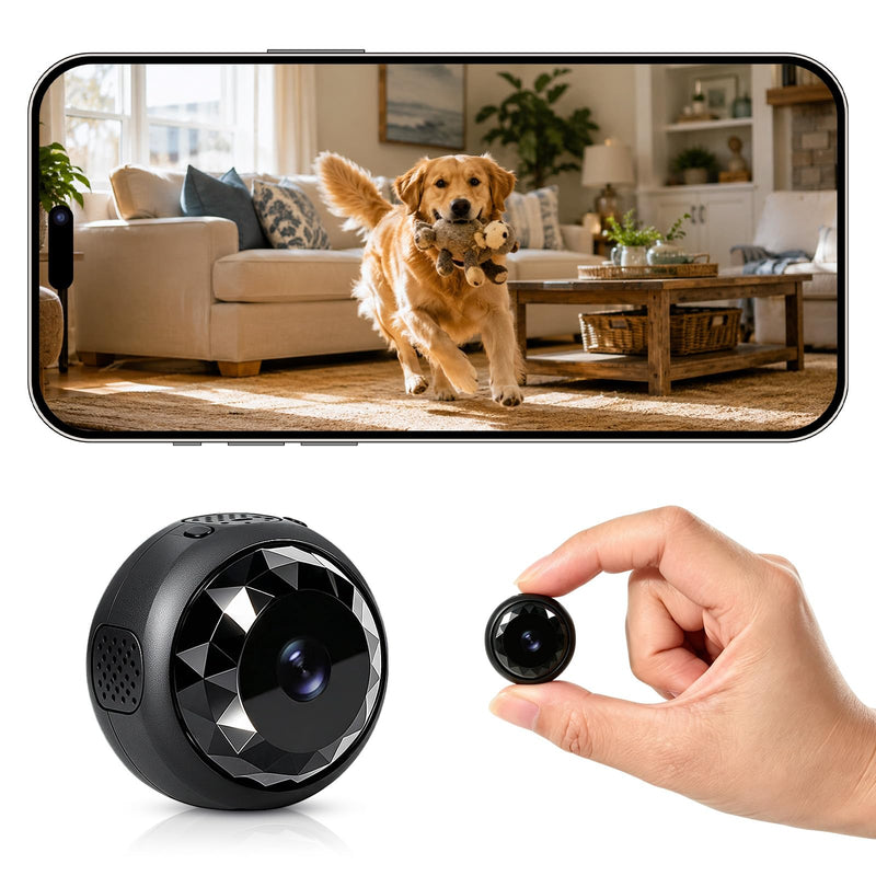4K Hidden Camera, Mini WiFi Nanny Cam with Motion Detection & Night Vision (Black) | Spy Cam Indoor for Baby Pets Security with App Control