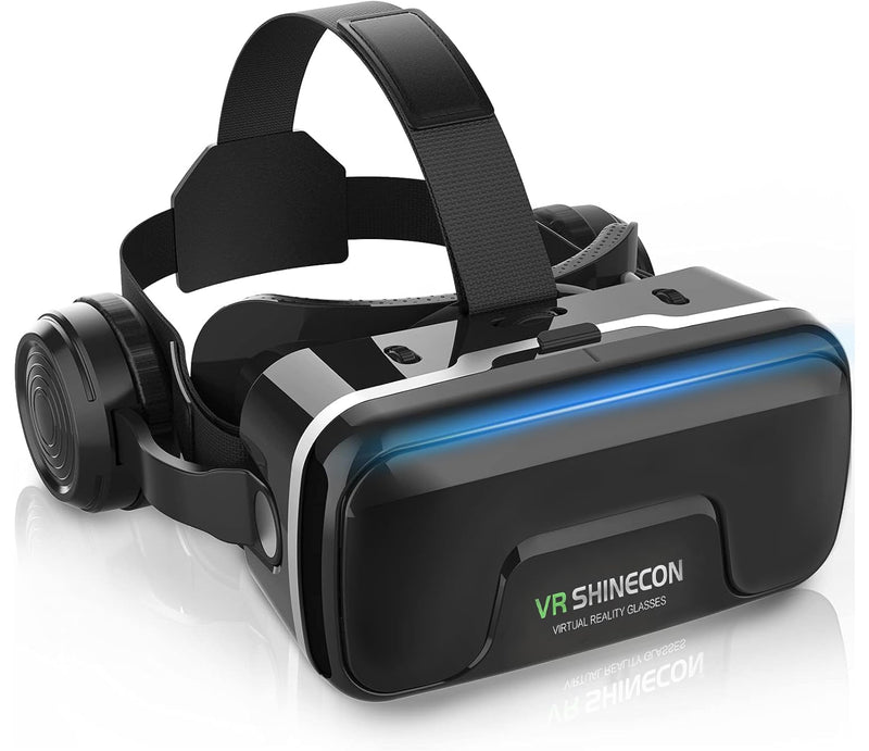 VR Headset for iPhone & Android, 120° Viewing Angle 3D Glasses with Aspherical Lenses & Headphone, Perfect for VR Videos and Mobile Games