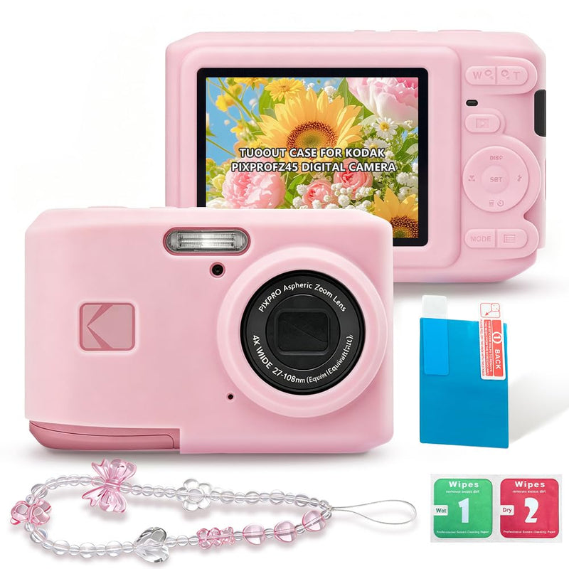 Silicone Case for Kodak PIXPRO FZ45 Digital Camera with Screen Protector and Lanyard for Kodak PIXPRO FZ45 Accessories- Pink