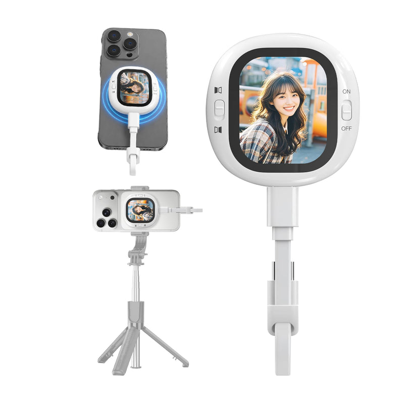 Mini Magnetic Vlog Selfie Monitor Screen for iPhone with Remote, Back Camera Monitor with Screen Mirroring, HD Phone Monitor Screen for Vlogging, Live Streaming, Content Creation R1021
