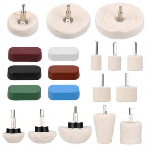 19 Pcs Buffing Wheel for Drill, Polishing Wheel Kit with 6 Pcs