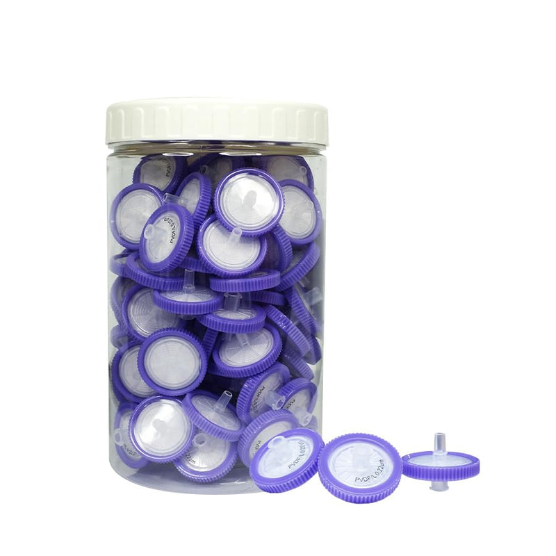 FilterTech 25mm PVDF Hydrophilic Syringe Filters, 0.22um, 100 Pack (PVDF Hydrophilic, 0.22um, 100 Pack)